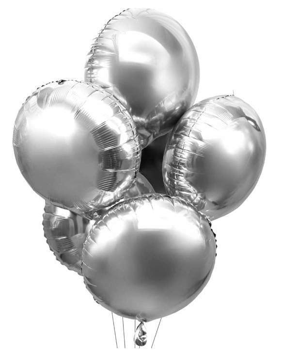 Balon foliowy Okrągły kula srebrny 45cm, 1 szt