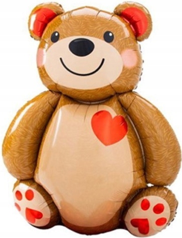 Balon foliowy Miś 67cmx91cm, Walentynki, Urodziny, Chrzest, Bal