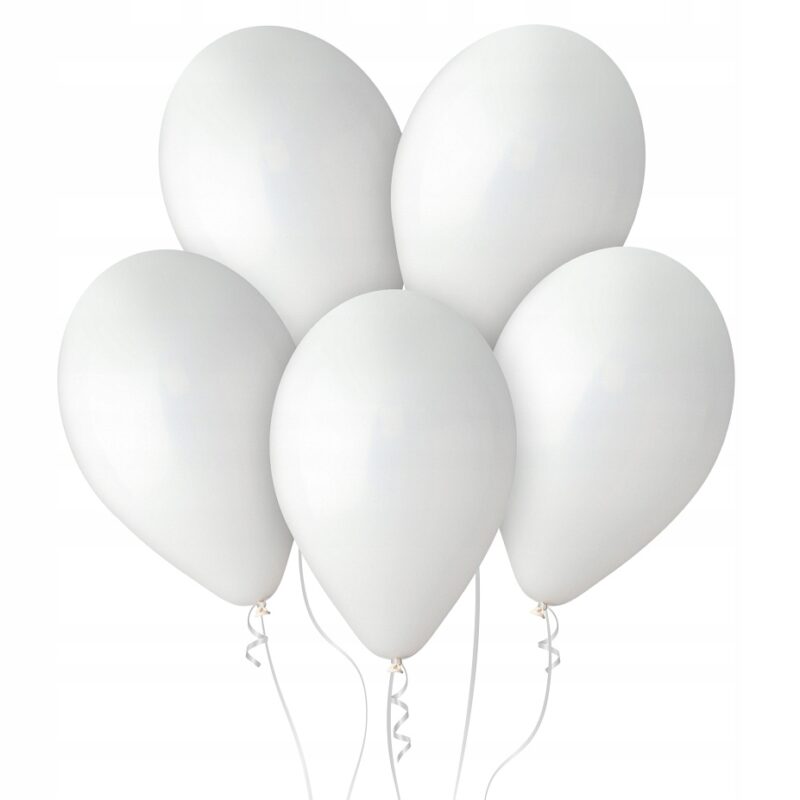 Balon lateksowy BIAŁY PASTELOWY 5 cali, 13 cm 10szt, CHRZEST, KOMUNIA