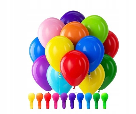 Balon lateksowy MIX KOLOR, czerwony, żłóty, fioletowy, 12 cali, 30cm 10szt