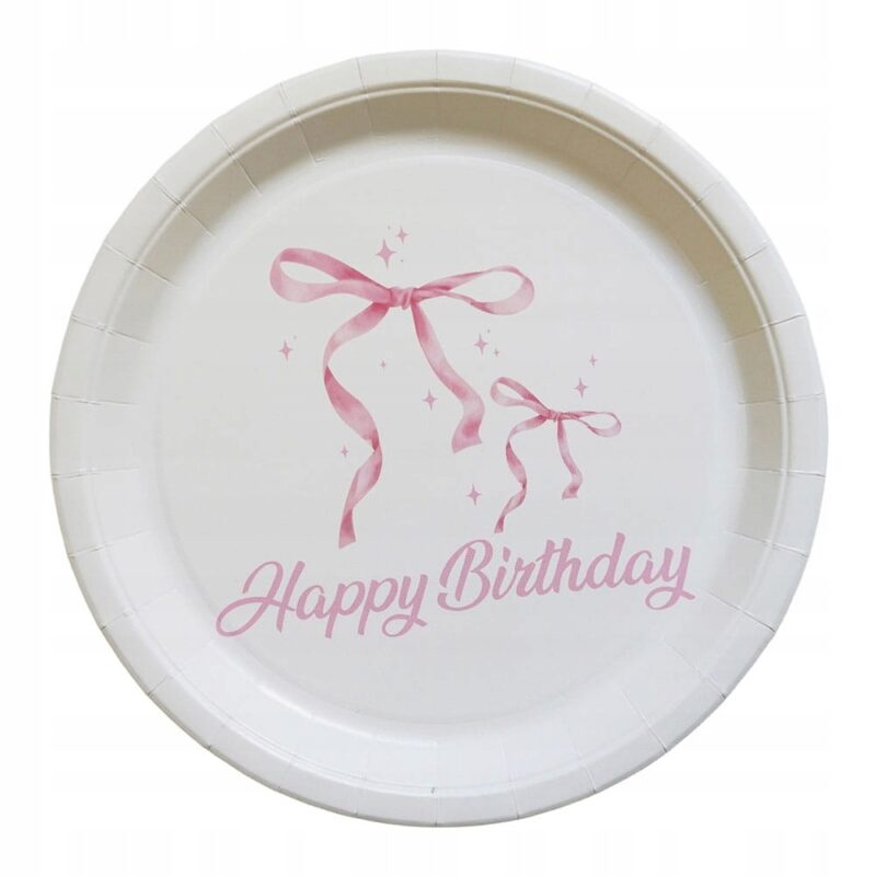 TALERZYKI PAPIEROWE 23 CM HAPPY BIRTHDAY KOKARDKA 6 SZT