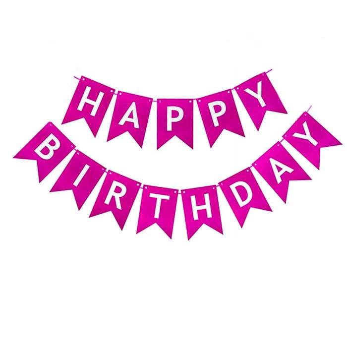 GIRLANDA NA URODZINY URODIZNOWA BŁYSZCZĄCA HAPPY BIRTHDAY RÓŻOWA