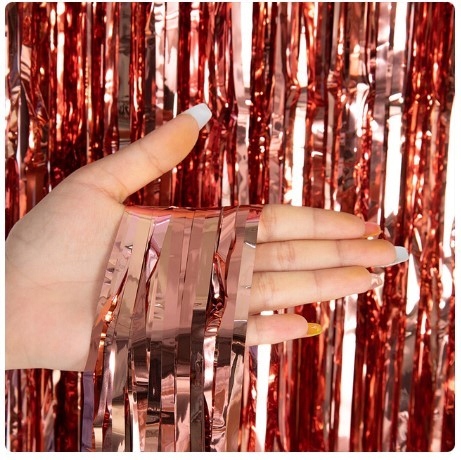Kurtyna imprezowa rose gold 100x200cm tło ścianka do zdjęć, urodziny