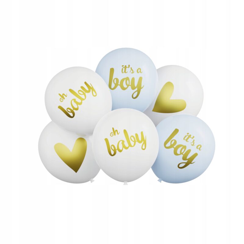 Balon lateksowy zestaw baby boy 30cm 6szt Chrzest Święty, boy, urodziny