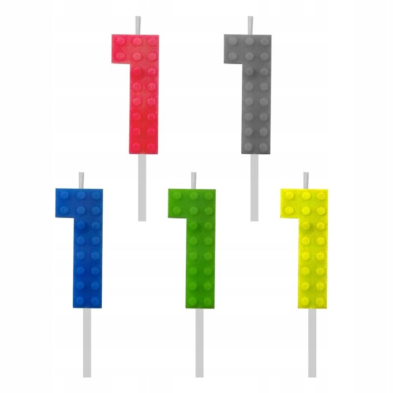 Świeczka urodzinowa klocki cyfra 1 5,5 CM