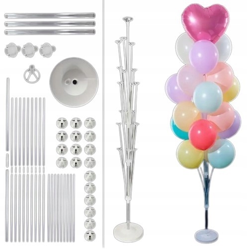 Stojak na balony 160cm regulowany, 19 balonów, STELAŻ IMPREZY URODZINY