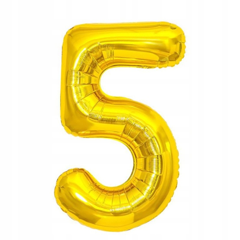 Balon foliowy cyfra 5 złota, 40 cali, 112 cm, na HEL, urodziny