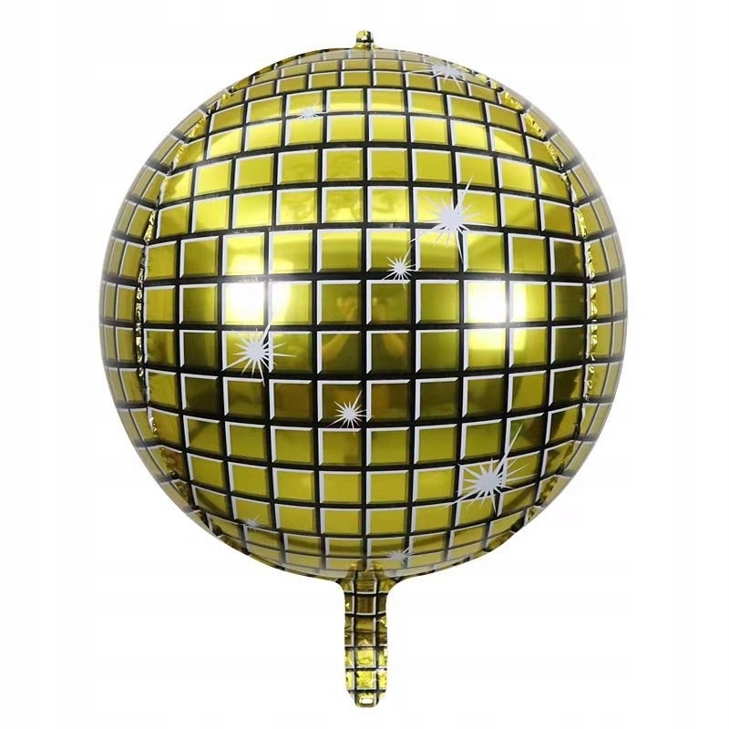 Balon foliowy kula 4d disco złota 55cm, studniówka, sylwester, karnawał