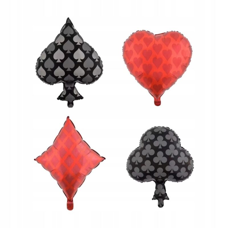 BALON FOLIOWY KARTY KASYNO ZESTAW 4SZT