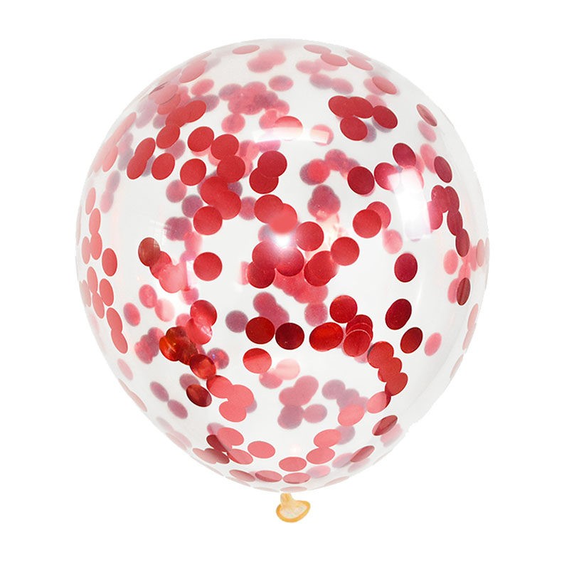 Balony lateksowe 12 cali, 30 cm z konfetti CZERWONA, 10 szt
