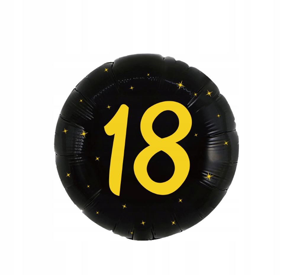 Balon foliowy okrągły 18cali 45 cm, 18 urodziny, czarny
