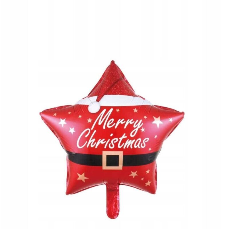 Balon Merry Christmas Mikołaj foliowy świąteczny Boże Narodzenie 45 cm
