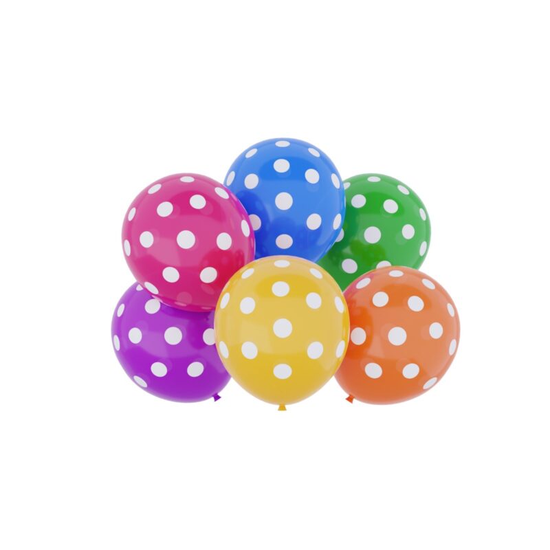 Balon lateksowy multi kolor w kropki, 30 cm 6szt, urodziny