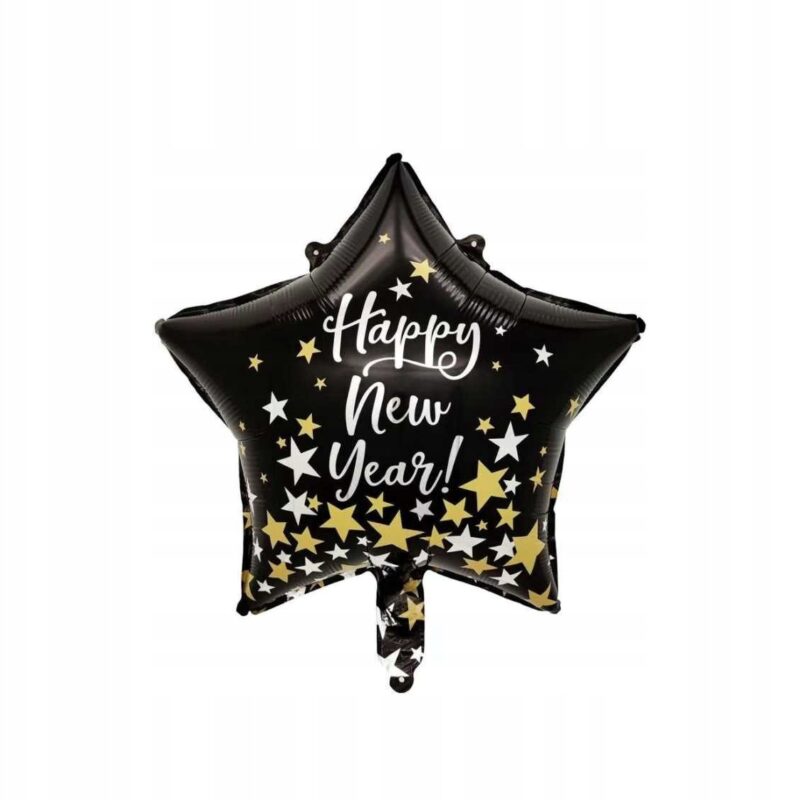 Balon foliowy gwiazda 18 cali 45 cm Happy New Year SYLWESTER