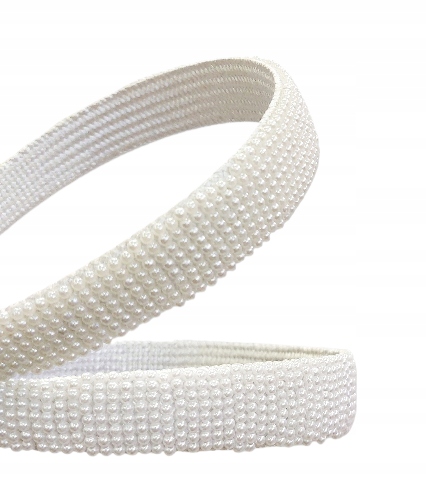 Opaska do włosów szeroka perełkowa biała, 25 mm