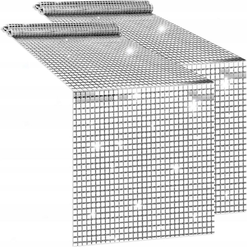 Bieżnik na stół srebrny błyszczący 30x275cm, disco