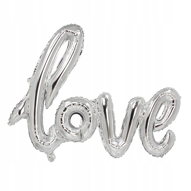 Balon foliowy Love 102x65cm srebrny. Walentynki