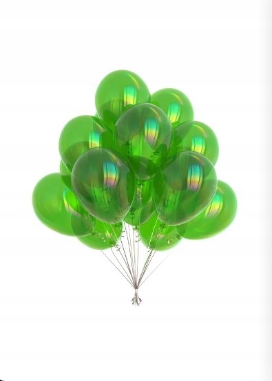 Balon lateksowy zielony transparentny 25cm, 10szt, urodziny, walentynki