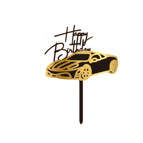 Topper na tort Auto Samochód Happy Birthday