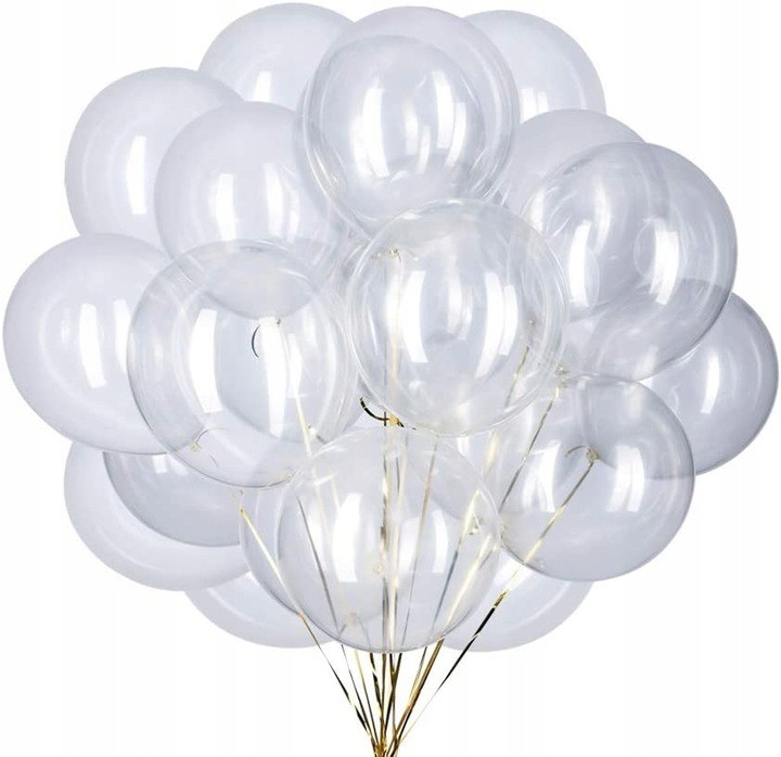 Balony lateksowe transparentne 12 cali, 30 cm, urodziny, walentynki