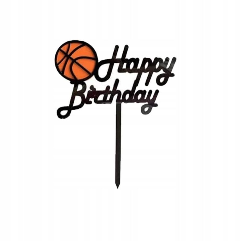 Topper na tort – Piłka Koszykowa Happy Birthday – Dekoracja Sportowa