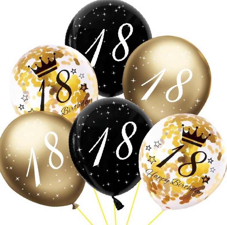 Zestaw balonów na 18 urodziny 18-te balony- 6 szt