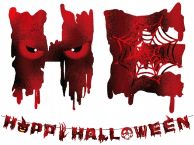 Girlanda papierowa baner napis happy halloween czerwony czarny