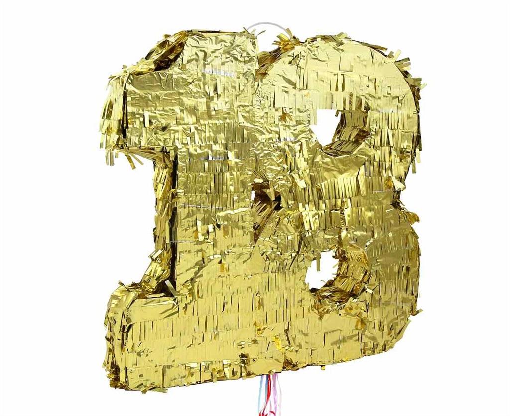 188103 PINIATA CYFRA "18" METALICZNA ZŁOTA URODZINY GODAN