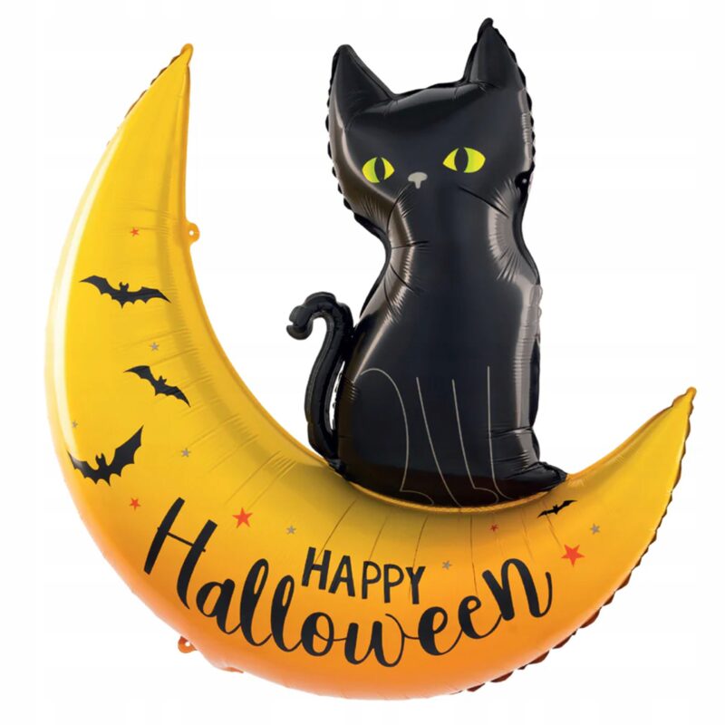 Balon foliowy Kot Księżyc Halloween 76,5x88cm