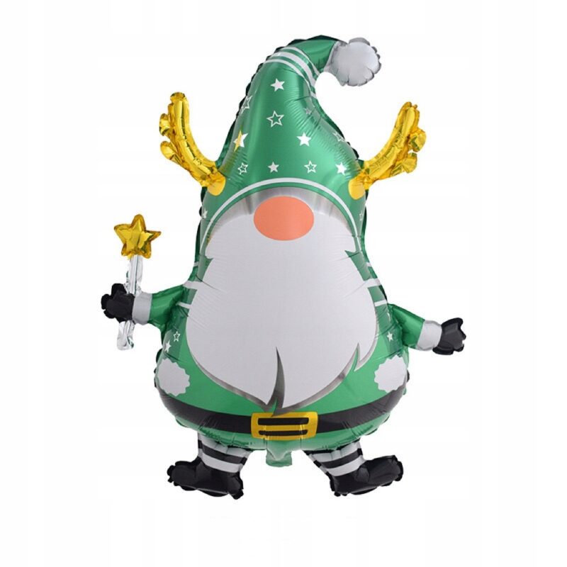 Balon foliowy świąteczny zielony Skrzat Elf 61 x 74 cm na Boże Narodzenie
