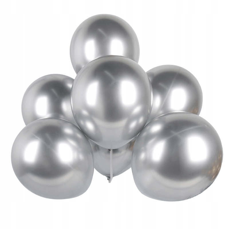 Balon lateksowy SREBRNY chrom 12 cali, 30cm 10szt