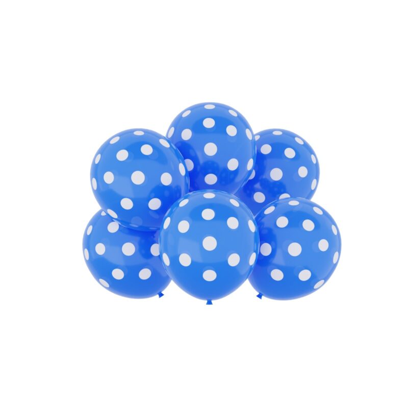 Balon lateksowy niebieski w kropki, 30 cm 6szt, urodziny