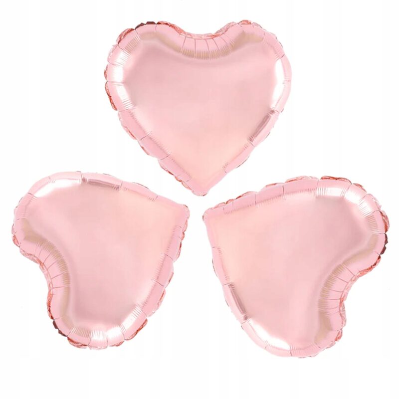 Balon foliowy serca 25 cm rose gold 3szt Walentynki