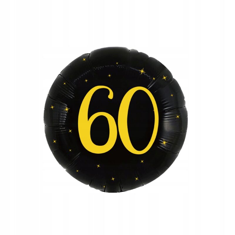 Balon foliowy okrągły 18cali 45 cm, 60 urodziny, czarny