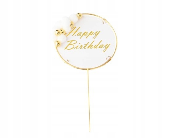 Topper na tort Happy Birthday, 19 cm urodziny